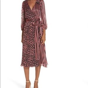 Alice + Olivia Abigail pink and black wrap dress new with tags